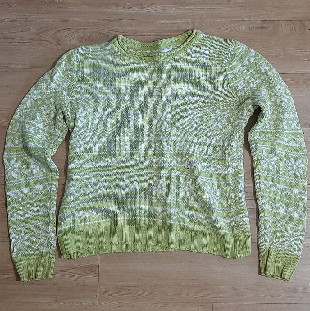Chartreuse Nordic-pattern Van Heusen sweater